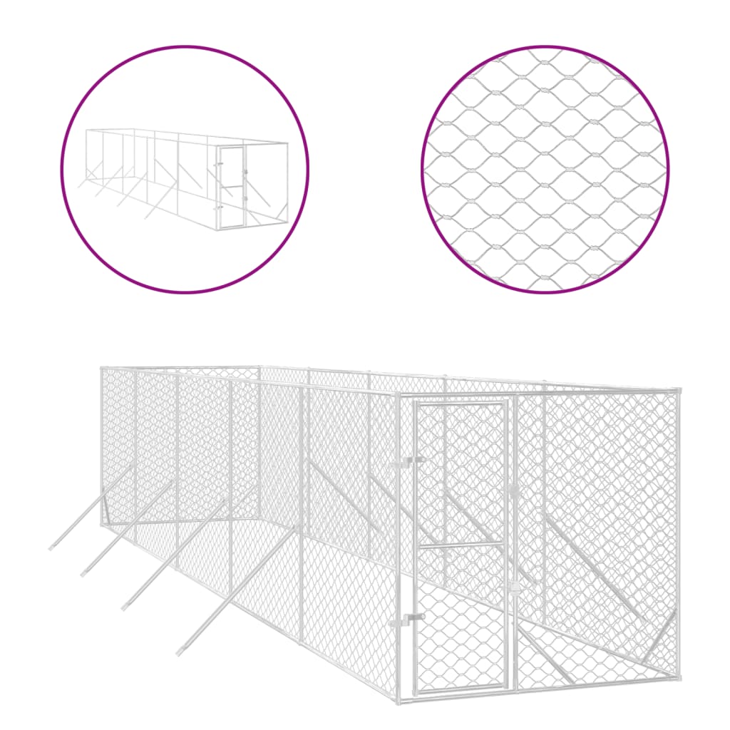 VidaXL Hondenkennel voor buiten 2x10x2 m gegalvaniseerd staal zilver