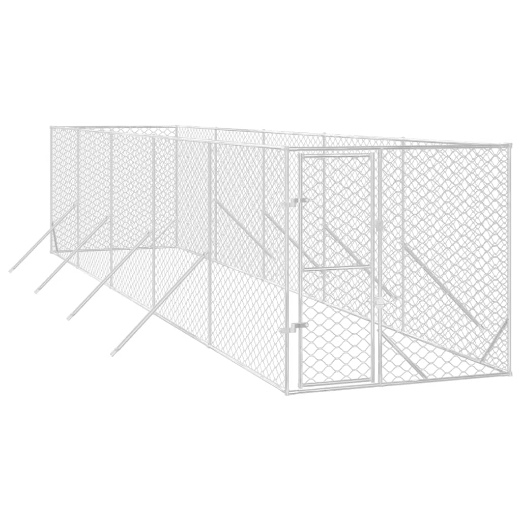 VidaXL Hondenkennel voor buiten 2x10x2 m gegalvaniseerd staal zilver