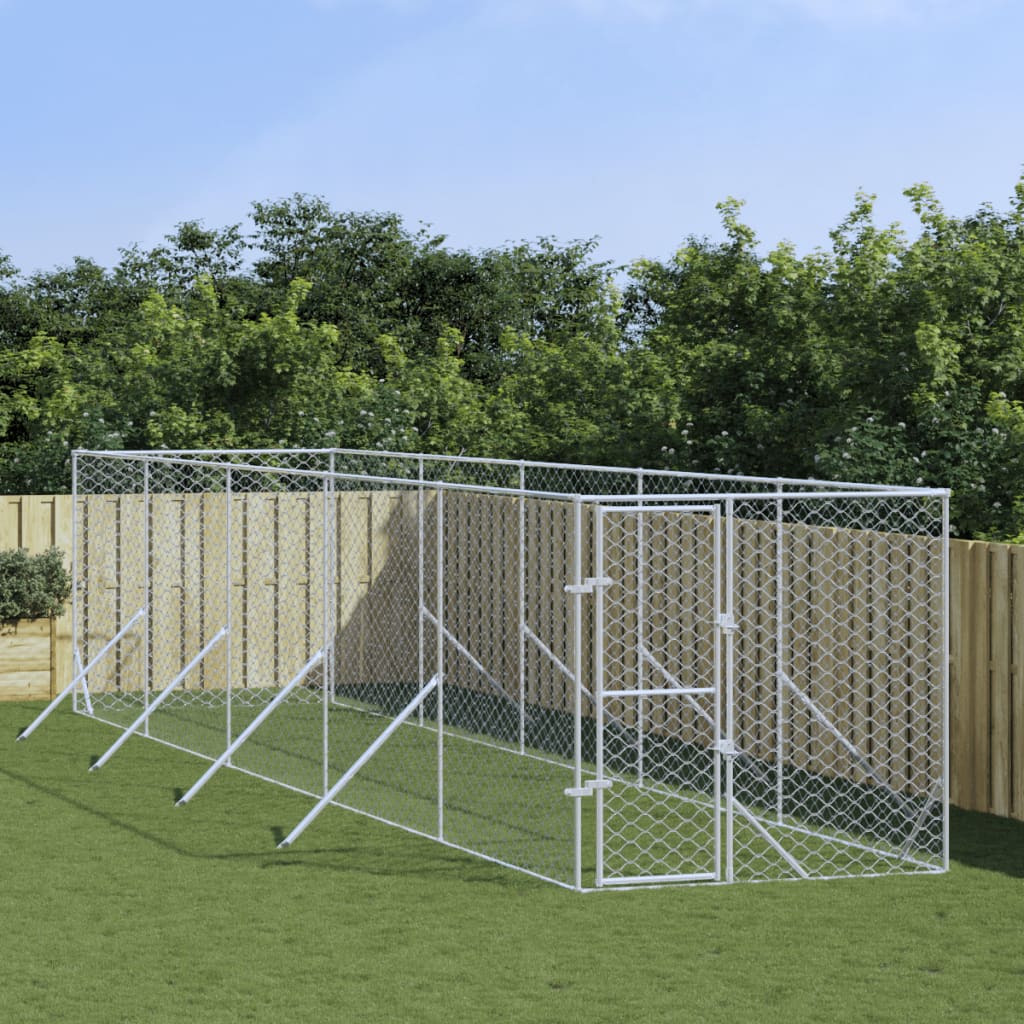 VidaXL Hondenkennel voor buiten 2x10x2 m gegalvaniseerd staal zilver