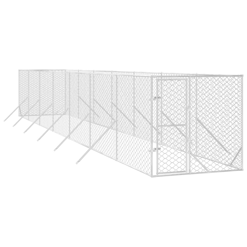 VidaXL Hondenkennel voor buiten 2x14x2 m gegalvaniseerd staal zilver