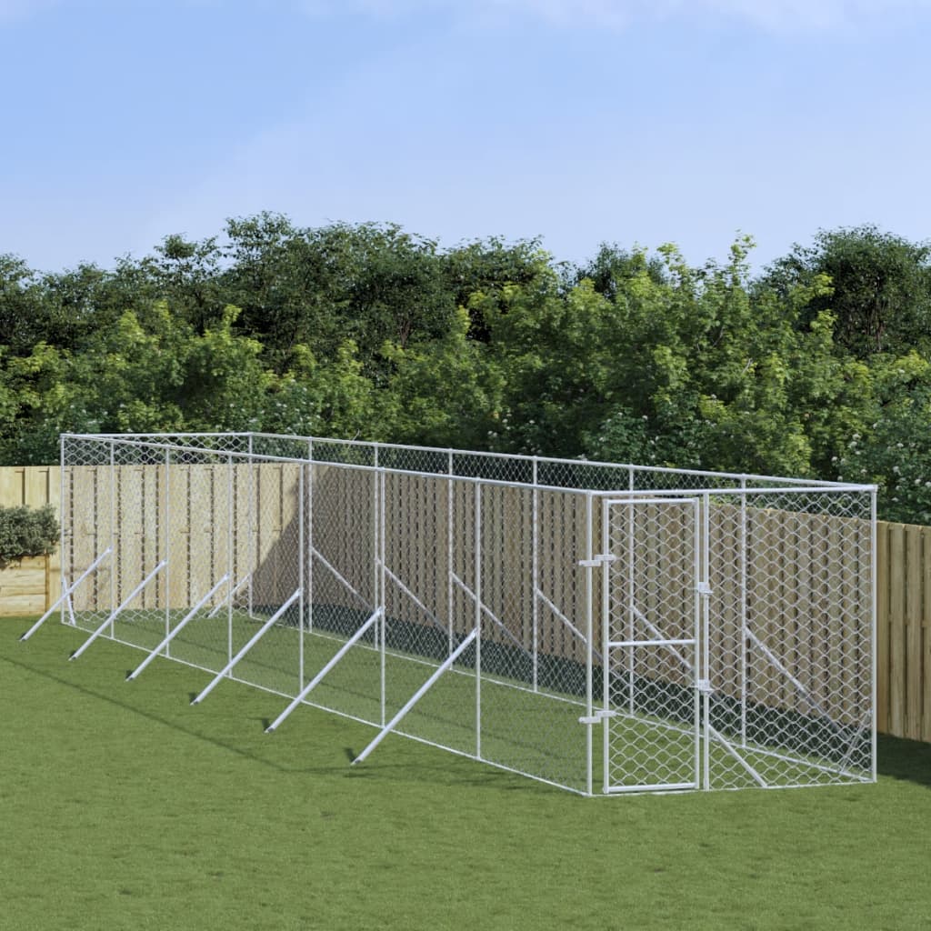 VidaXL Hondenkennel voor buiten 2x14x2 m gegalvaniseerd staal zilver