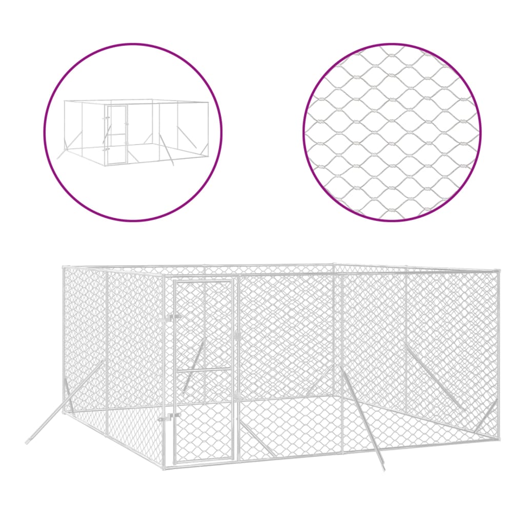 VidaXL Hondenkennel voor buiten 4x4x2 m gegalvaniseerd staal zilver