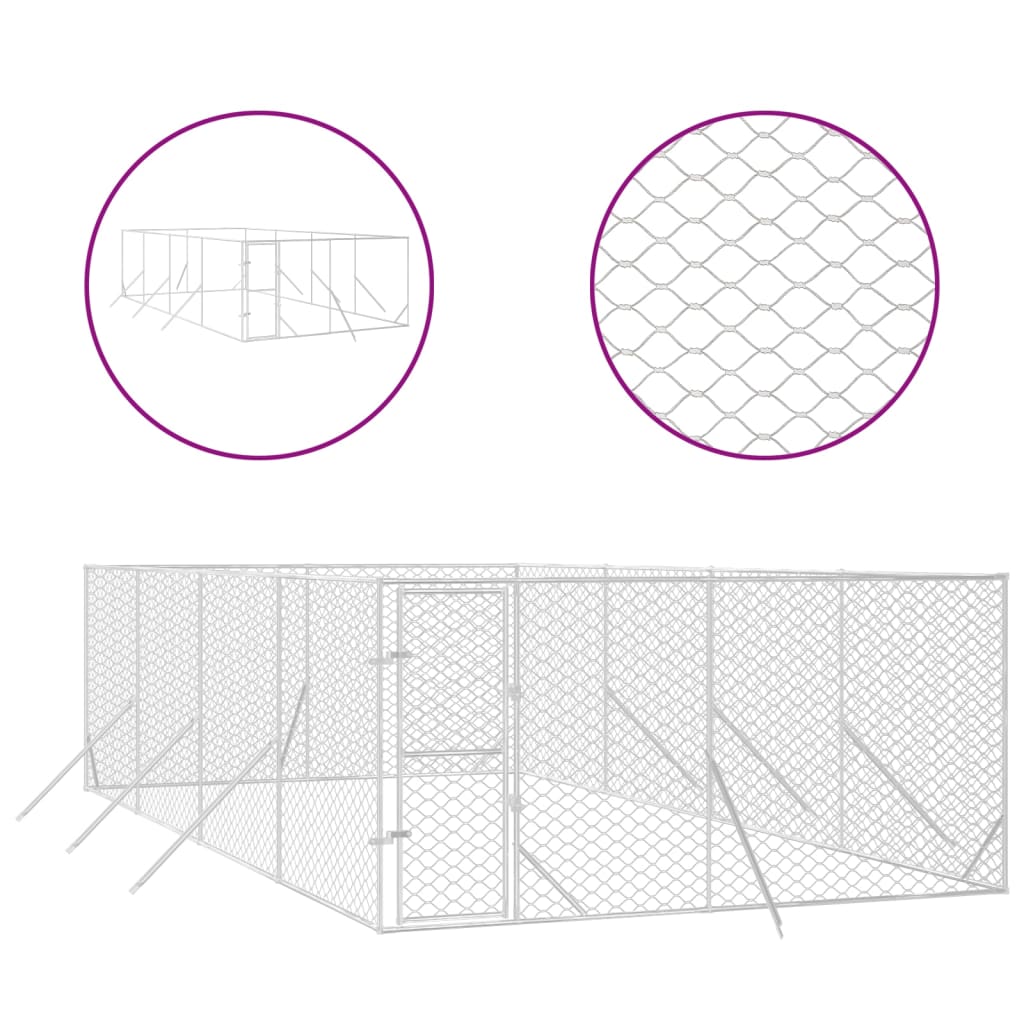 VidaXL Hondenkennel voor buiten 4x8x2 m gegalvaniseerd staal zilver