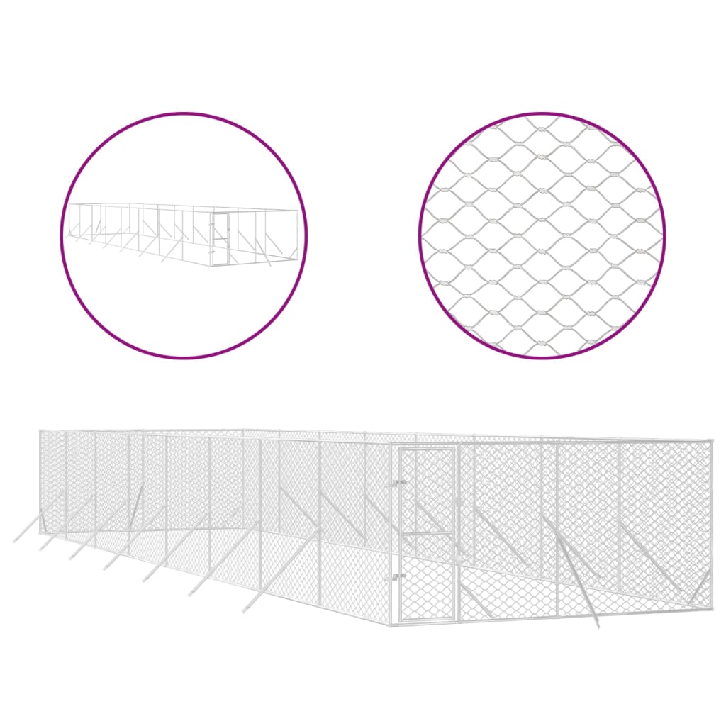 VidaXL Hondenkennel voor buiten 4x16x2 m gegalvaniseerd staal zilver