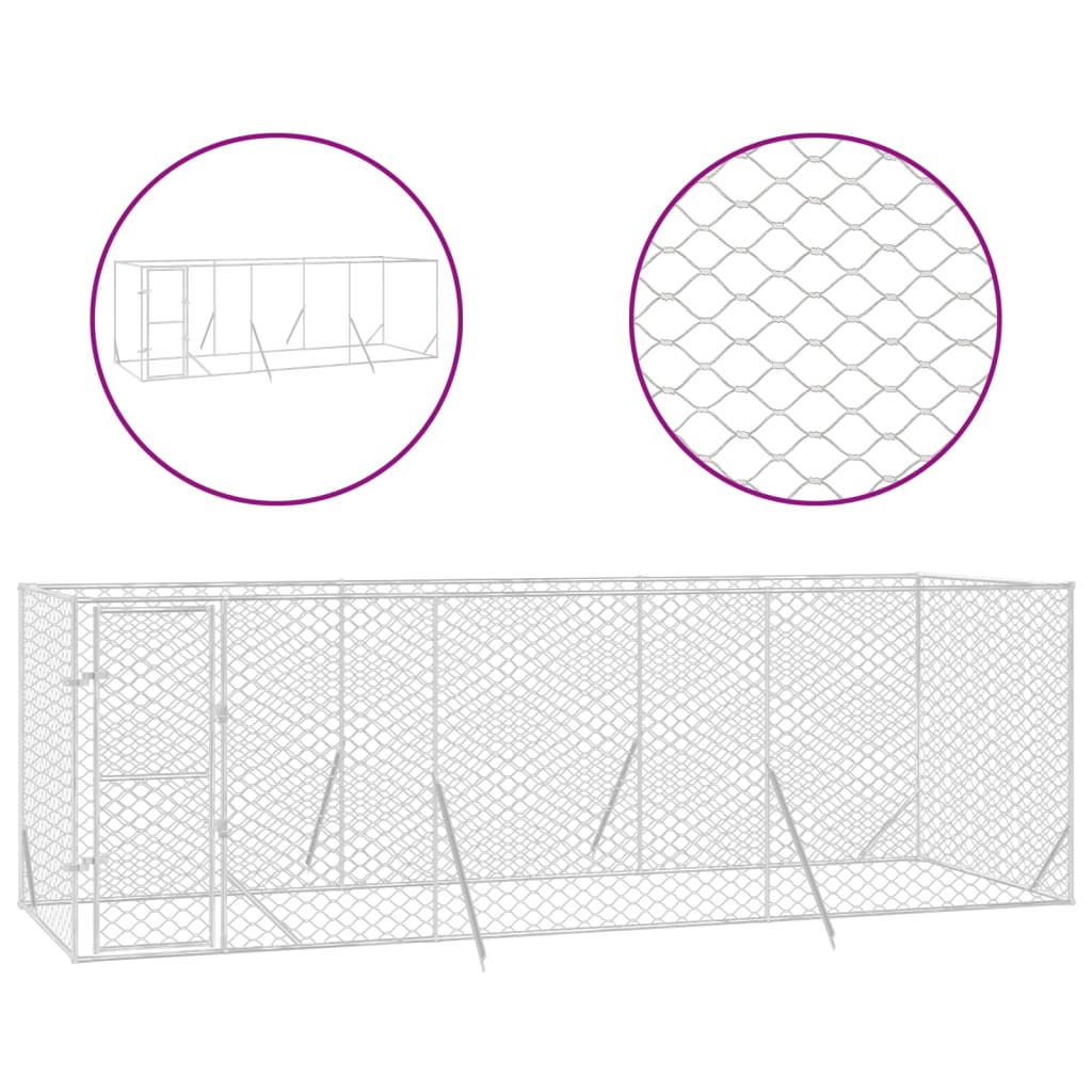 VidaXL Hondenkennel voor buiten 6x2x2 m gegalvaniseerd staal zilver