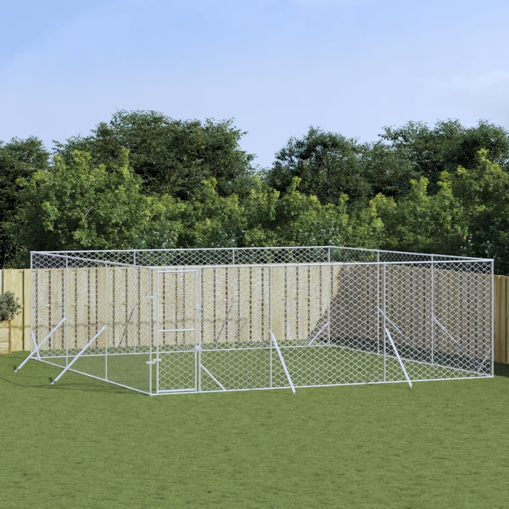 VidaXL Hondenkennel voor buiten 6x6x2 m gegalvaniseerd staal zilver