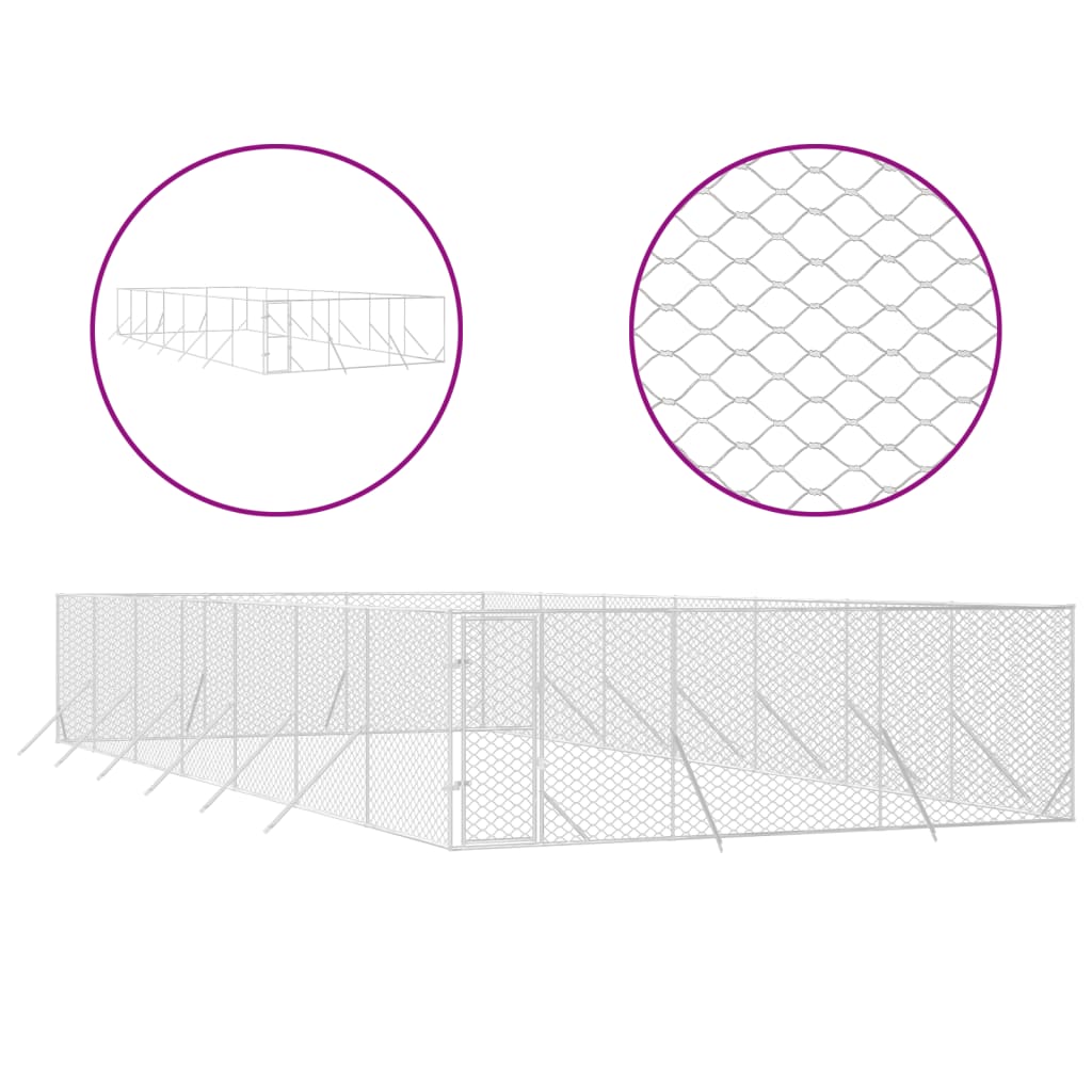 VidaXL Hondenkennel voor buiten 6x14x2 m gegalvaniseerd staal zilver