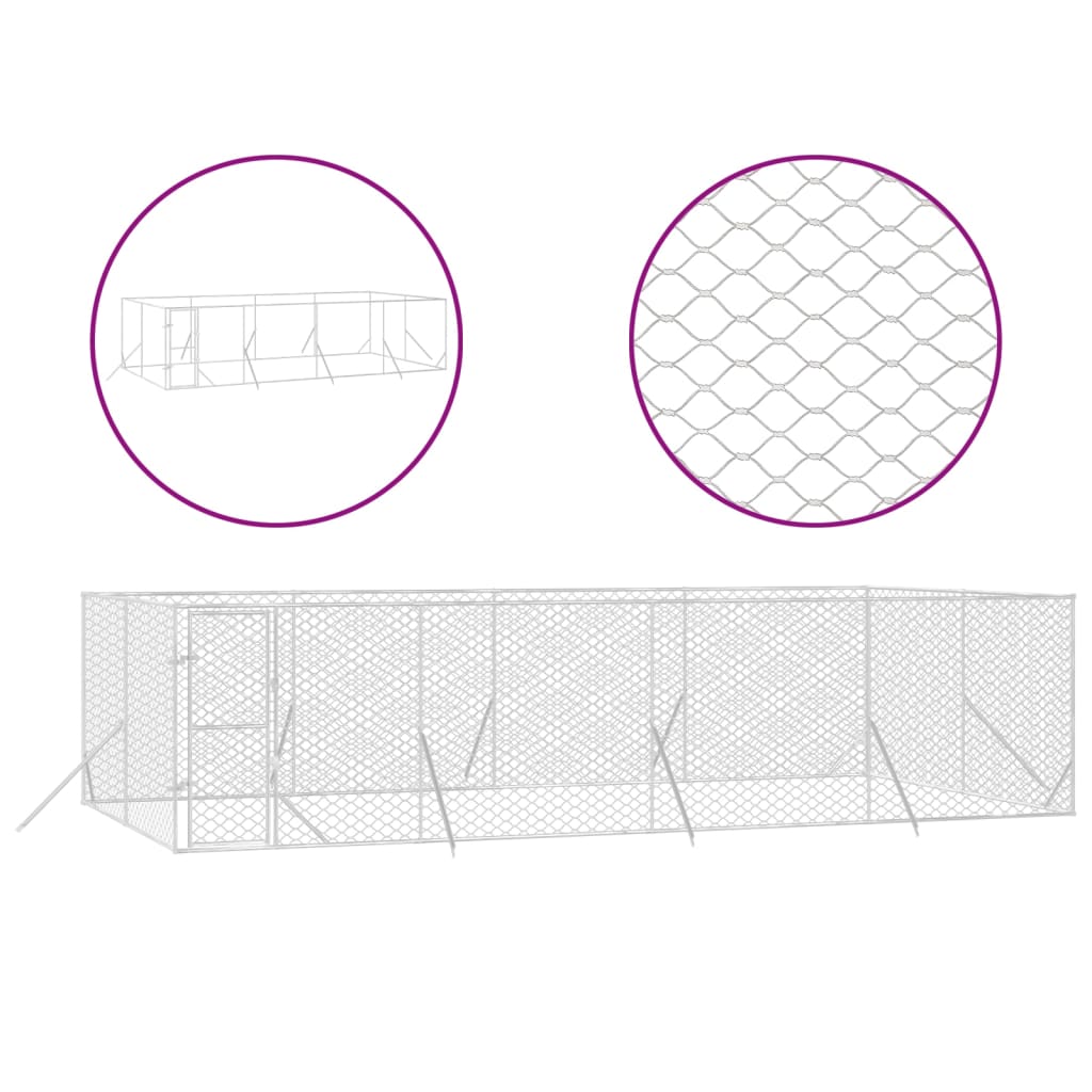 VidaXL Hondenkennel voor buiten 8x4x2 m gegalvaniseerd staal zilver