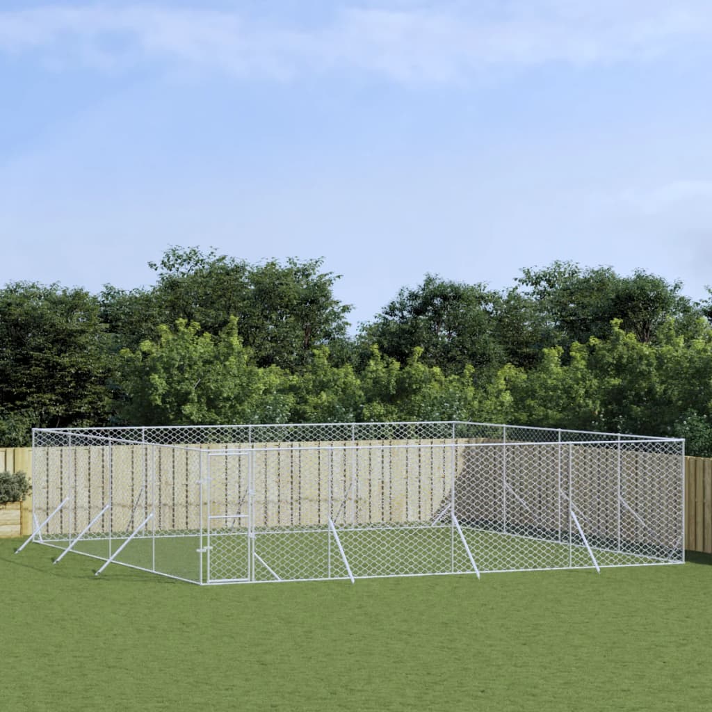 VidaXL Hondenkennel voor buiten 8x8x2 m gegalvaniseerd staal zilver