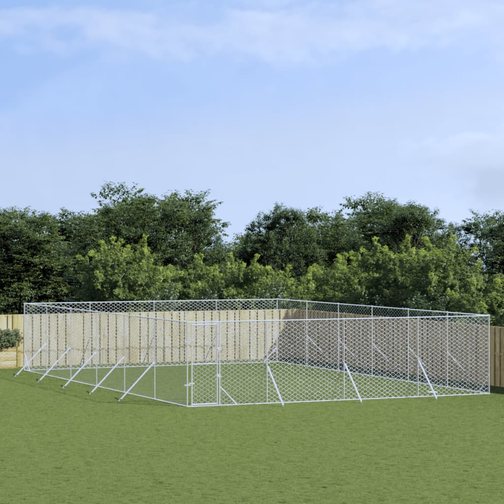 VidaXL Hondenkennel voor buiten 8x12x2 m gegalvaniseerd staal zilver