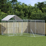 VidaXL Hondenkennel met dak 4x4x2,5 m gegalvaniseerd staal zilver