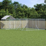 VidaXL Hondenkennel met dak 6x6x2,5 m gegalvaniseerd staal zilver