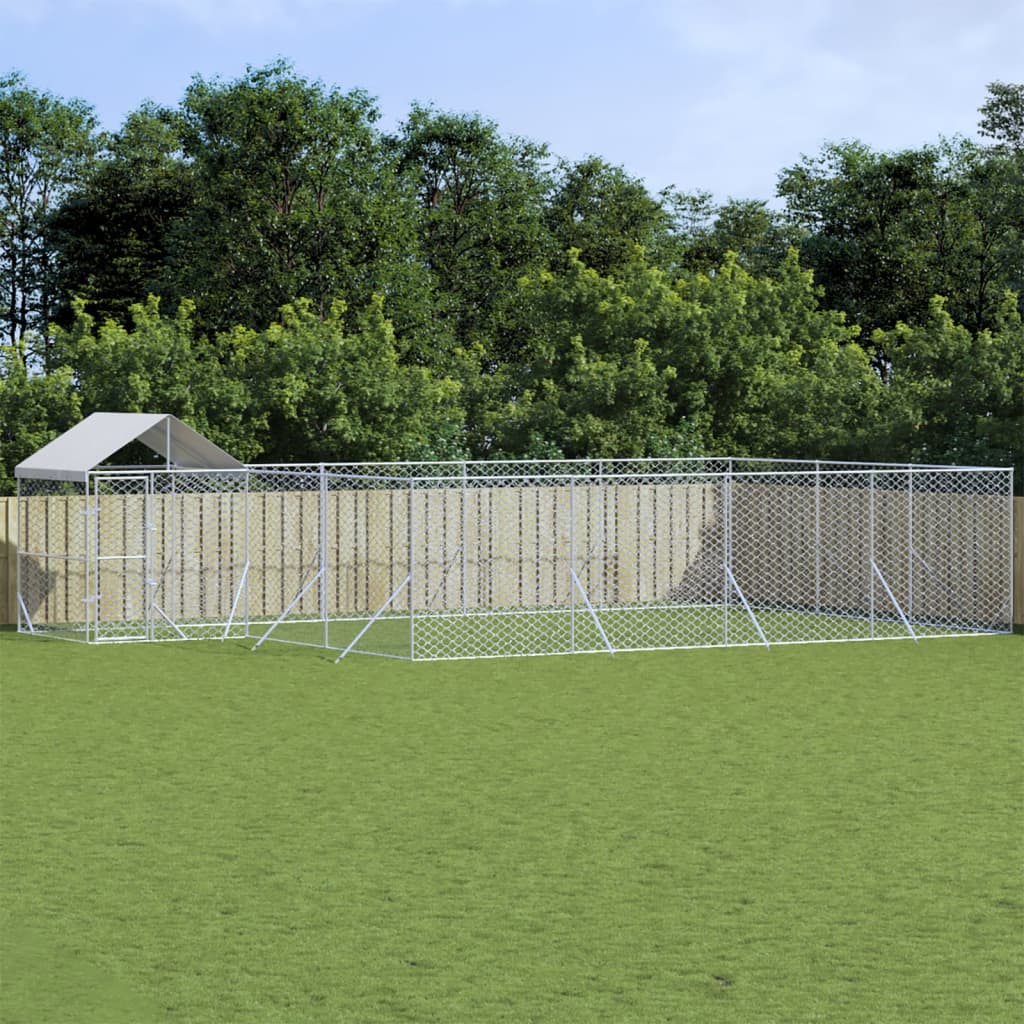 VidaXL Hondenkennel met dak 10x6x2,5 m gegalvaniseerd staal zilver