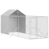 VidaXL Hondenkennel met dak 2x6x2,5 m gegalvaniseerd staal zilverkleur