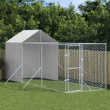 VidaXL Hondenkennel met dak 2x6x2,5 m gegalvaniseerd staal zilverkleur