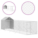 VidaXL Hondenkennel met dak 2x10x2,5 m gegalvaniseerd staal zilver