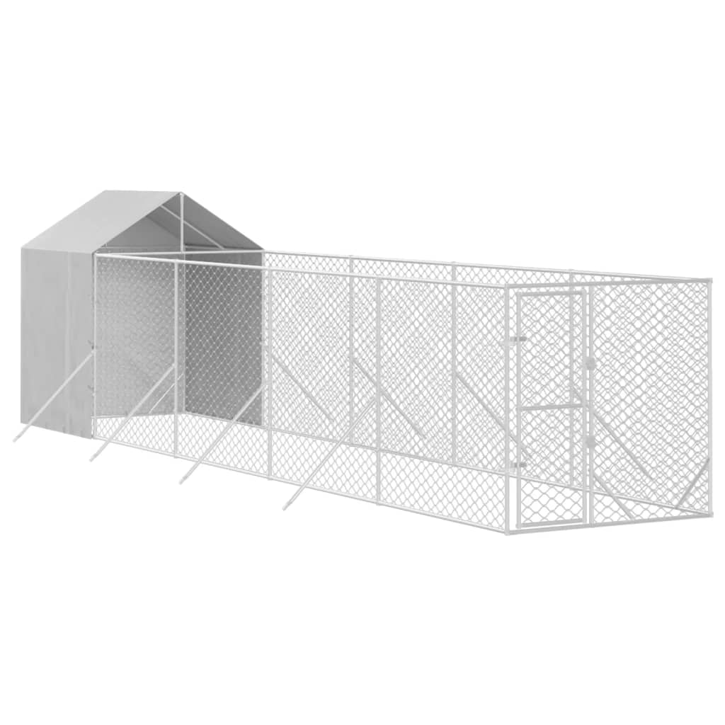 VidaXL Hondenkennel met dak 2x10x2,5 m gegalvaniseerd staal zilver