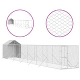 VidaXL Hondenkennel met dak 2x14x2,5 m gegalvaniseerd staal zilver