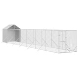 VidaXL Hondenkennel met dak 2x14x2,5 m gegalvaniseerd staal zilver