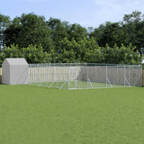 VidaXL Hondenkennel met dak 10x10x2,5 m gegalvaniseerd staal zilver