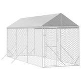 VidaXL Hondenkennel met dak 2x6x2,5 m gegalvaniseerd staal zilver