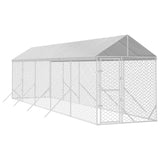 VidaXL Hondenkennel met dak 2x10x2,5 m gegalvaniseerd staal zilver