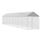 VidaXL Hondenkennel met dak 2x14x2,5 m gegalvaniseerd staal zilver