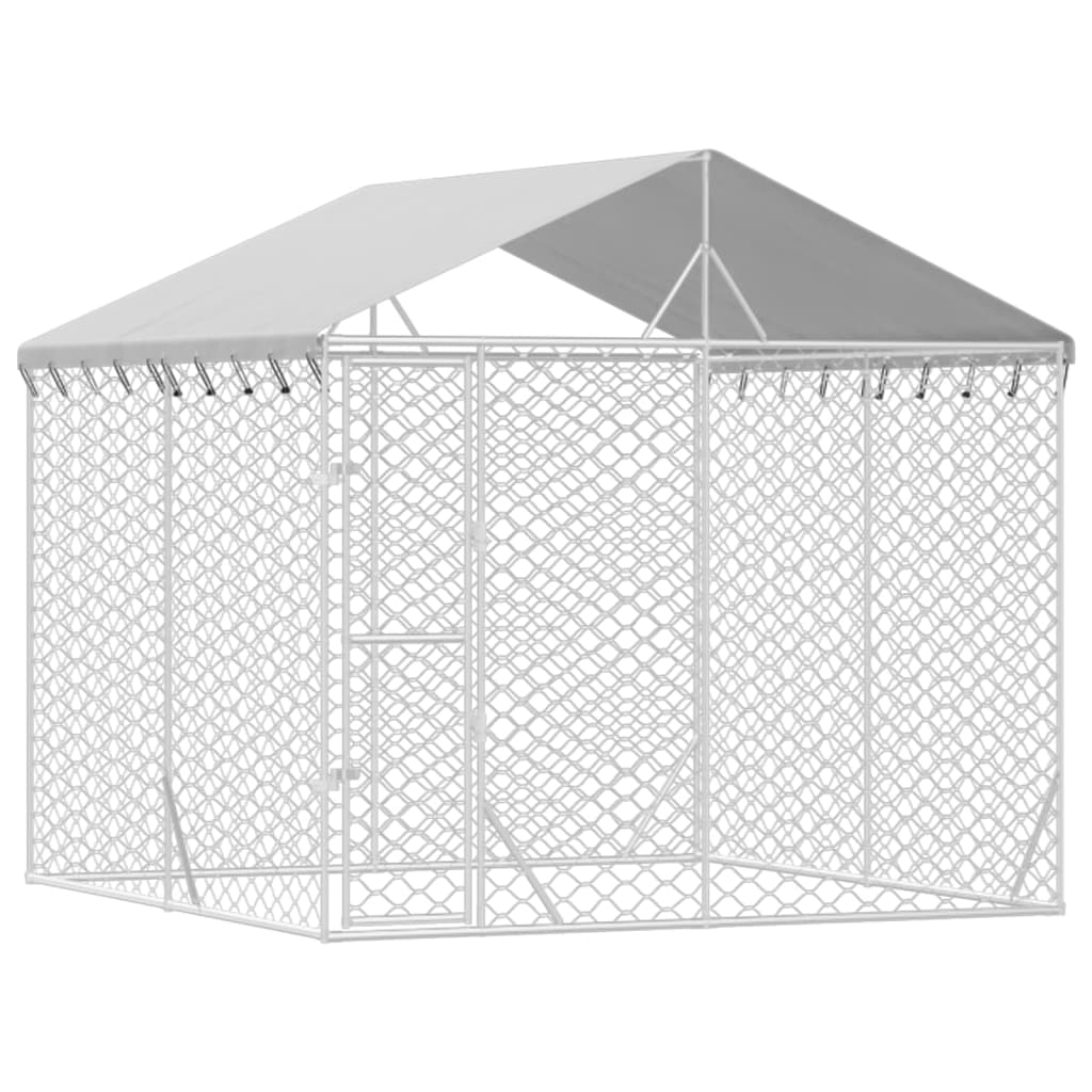 VidaXL Hondenkennel met dak 3x3x2,5 m gegalvaniseerd staal zilverkleur