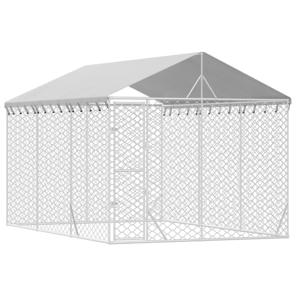 VidaXL Hondenkennel met dak 3x4,5x2,5 m gegalvaniseerd staal zilver