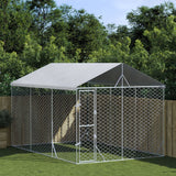 VidaXL Hondenkennel met dak 3x4,5x2,5 m gegalvaniseerd staal zilver