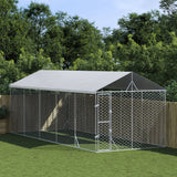 VidaXL Hondenkennel met dak 3x7,5x2,5 m gegalvaniseerd staal zilver