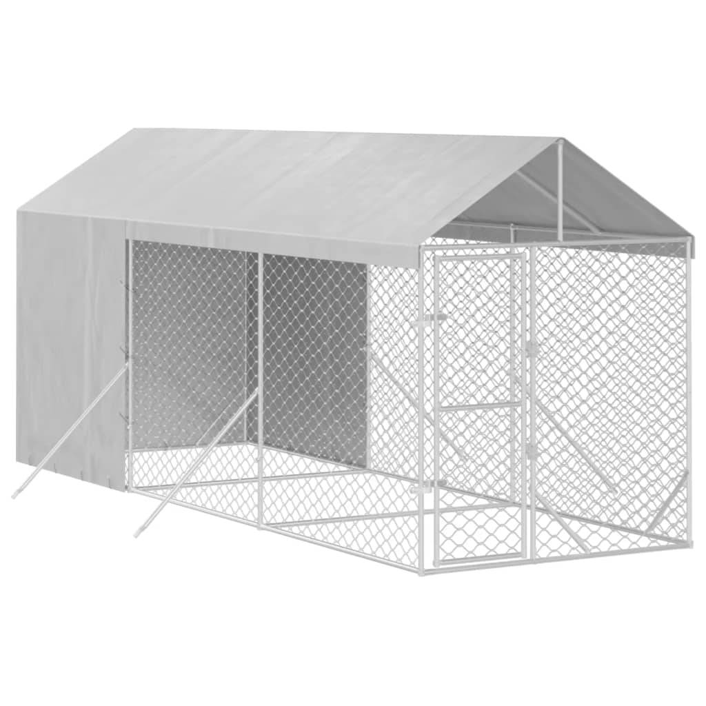 VidaXL Hondenkennel met dak 2x6x2,5 m gegalvaniseerd staal zilverkleur