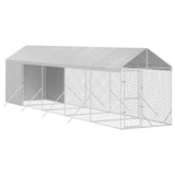 VidaXL Hondenkennel met dak 2x10x2,5 m gegalvaniseerd staal zilver