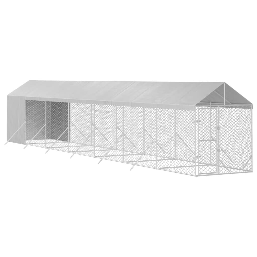 VidaXL Hondenkennel met dak 2x14x2,5 m gegalvaniseerd staal zilver