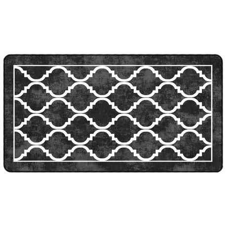 Vidaxl vloerkleed wasbaar anti-slip 80x150 cm zwart en wit
