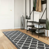 Vidaxl vloerkleed wasbaar anti-slip 80x300 cm zwart en wit