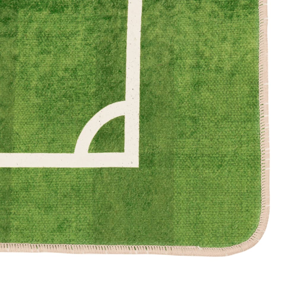 VidaXL Kindervloerkleed voetbalveld wasbaar antislip 160x230 cm groen