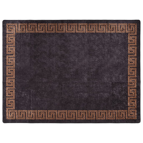 Vidaxl vloerkleed wasbaar anti-slip 400x300 cm zwart en goudkleurig
