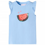 VidaXL Kindershirt met ruches aan de mouwen 92 lichtblauw