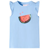 Vidaxl kindershirt met ruches aan de mouwen 128 lichtblauw