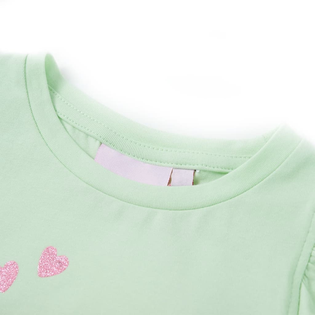 VidaXL Kindershirt met ruches aan de mouwen 140 zachtgroen