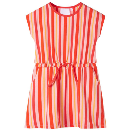 Vidaxl kinderjurk met trekkoord 140 roze en rood
