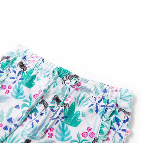Vidaxl kindershorts met trekkoord 140 ecru en donkermint