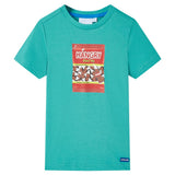 VidaXL Kindershirt met korte mouwen 128 donkermintkleurig
