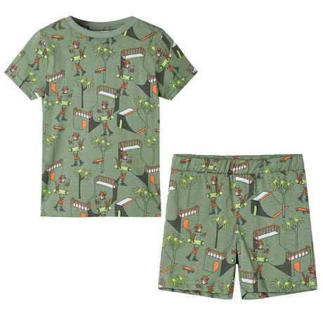Vidaxl kinderpyjama met korte mouwen 128 lichtkakikleurig