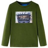 Vidaxl kindershirt met lange mouwen 128 donkerkakikleurig