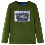 Vidaxl kindershirt met lange mouwen 140 donkerkakikleurig