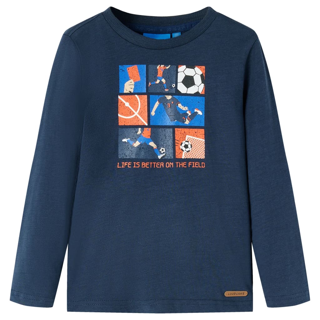 VidaXL Kindershirt met lange mouwen 140 gemêleerd marineblauw