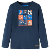 VidaXL Kindershirt met lange mouwen 140 gemêleerd marineblauw