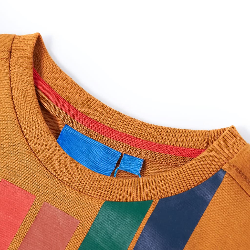 Vidaxl kindershirt met lange mouwen 128 donkerokerkleurig
